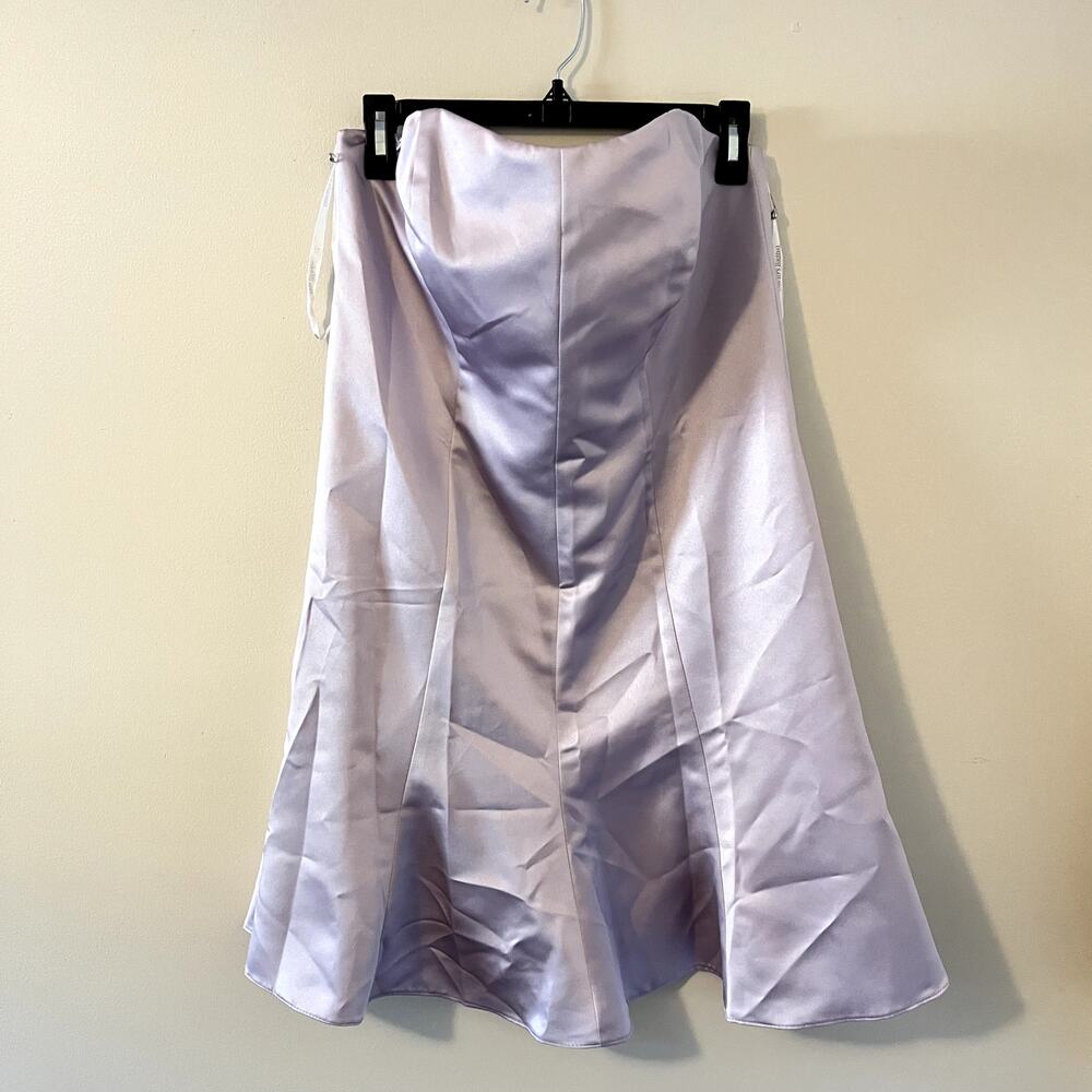 Davids Bridal Lilac Bridesmaid Satin Mini Strapless Sweetheart Dress Women's 14